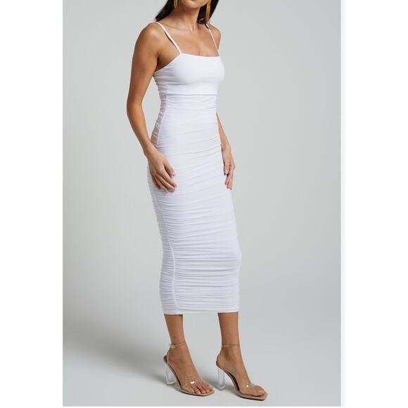 NEW Showpo. Coming For You Mesh midi Dress in white size 6 - Picture 1 of 6